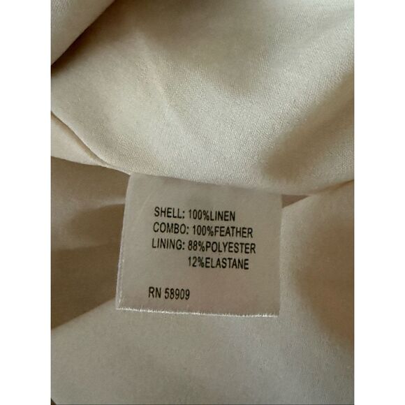 Antonio Melani White Floral Linen Dress, Feather Cuff Detail, Size 4 - Picture 11 of 12